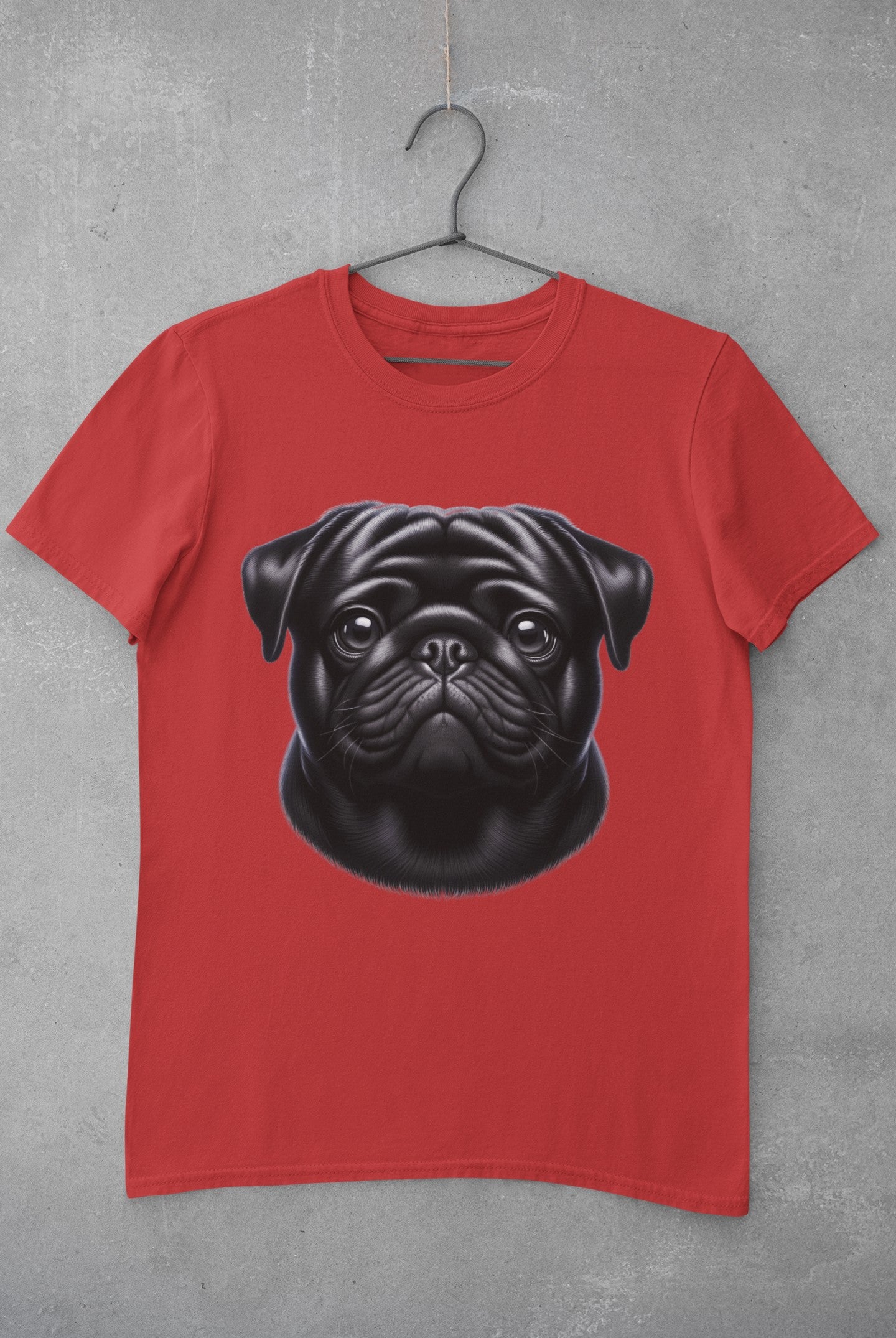 Pug Black Realistic Graphic Tee