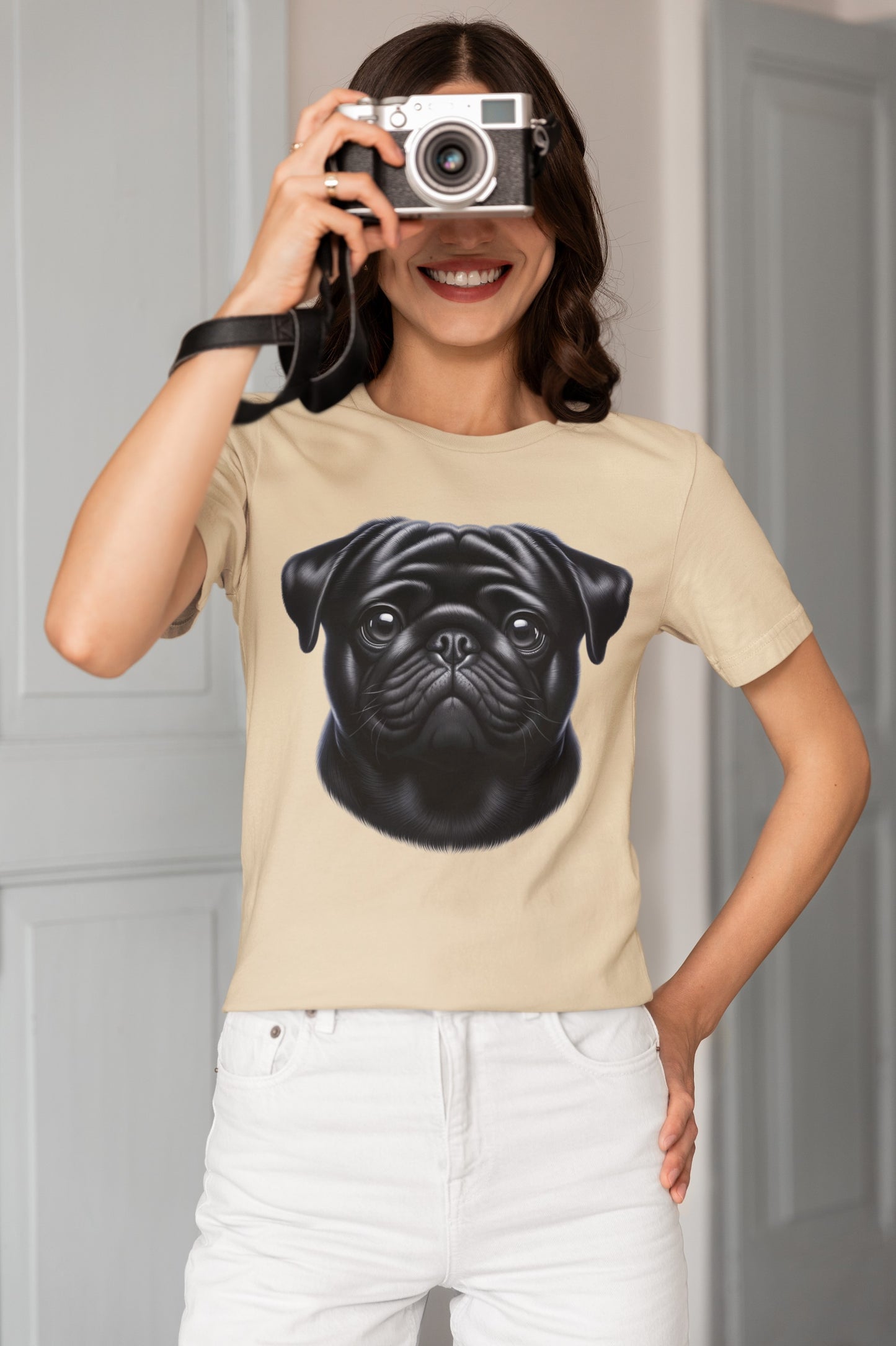 Pug Black Realistic Graphic Tee