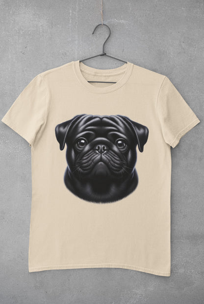 Pug Black Realistic Graphic Tee