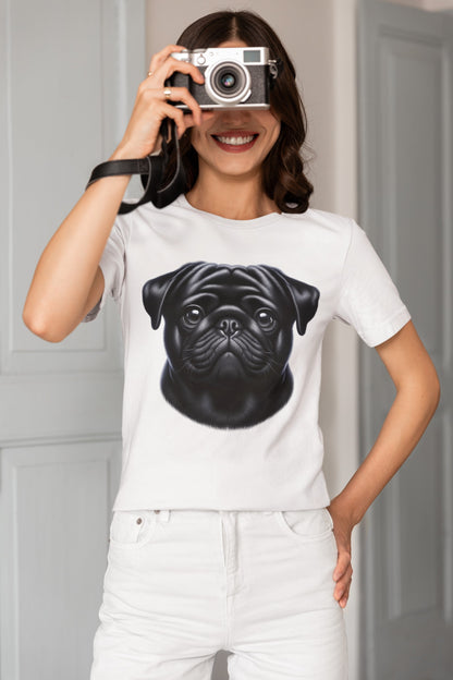 Pug Black Realistic Graphic Tee