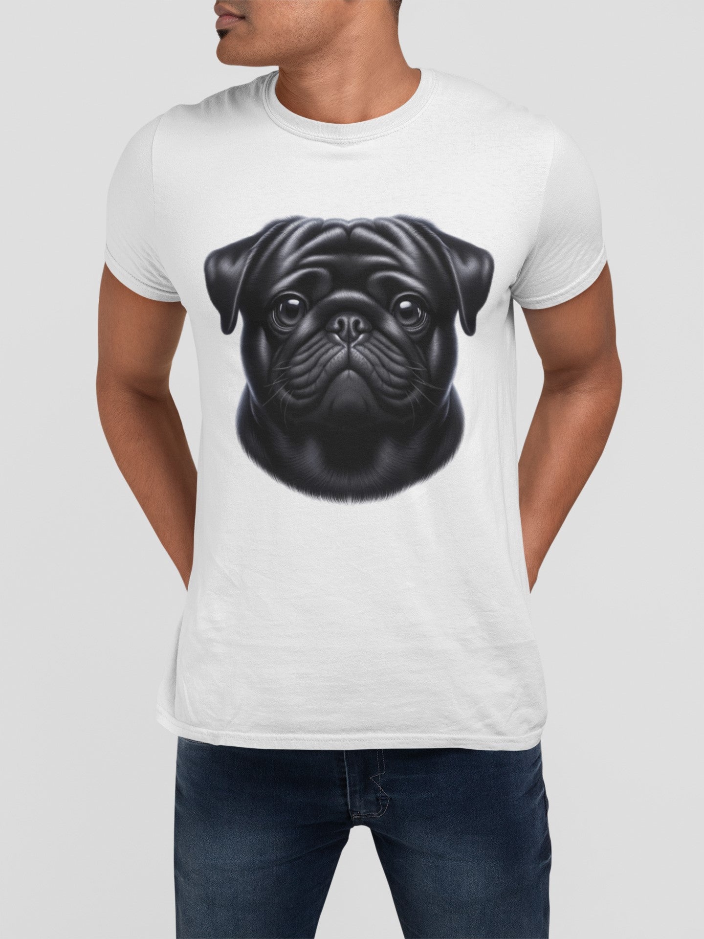 Pug Black Realistic Graphic Tee