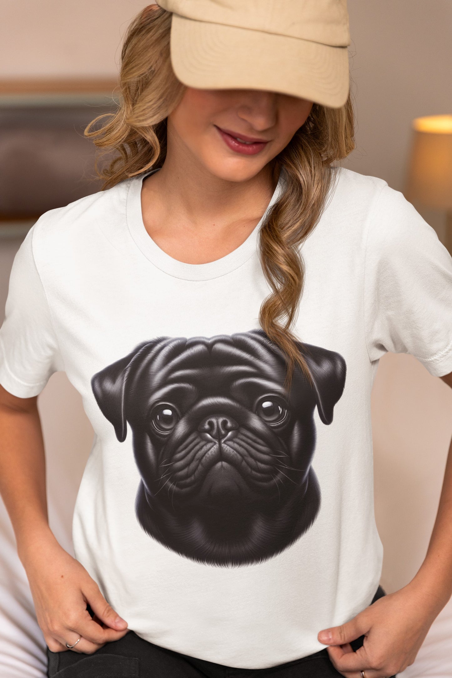 Pug Black Realistic Graphic Tee