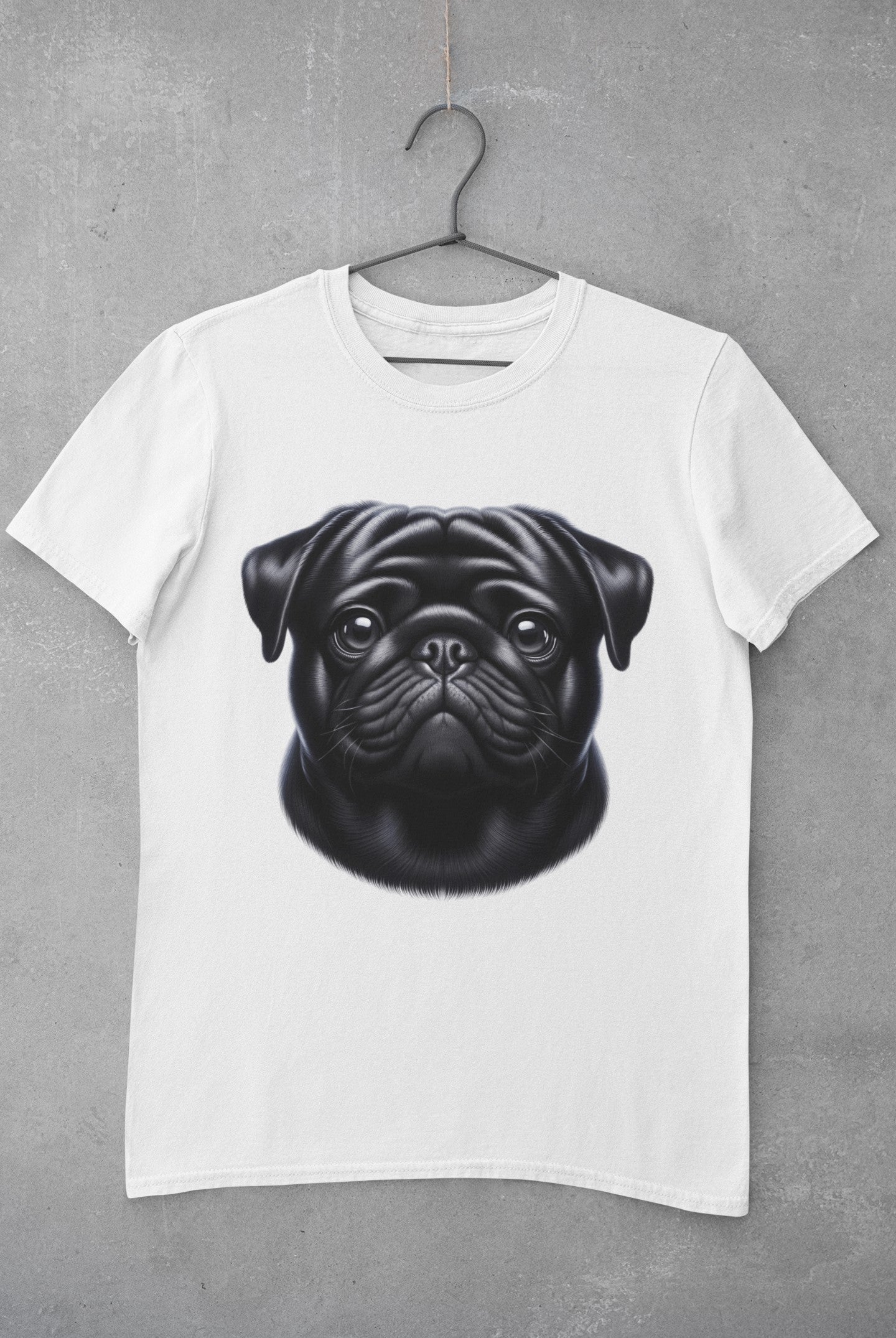 Pug Black Realistic Graphic Tee