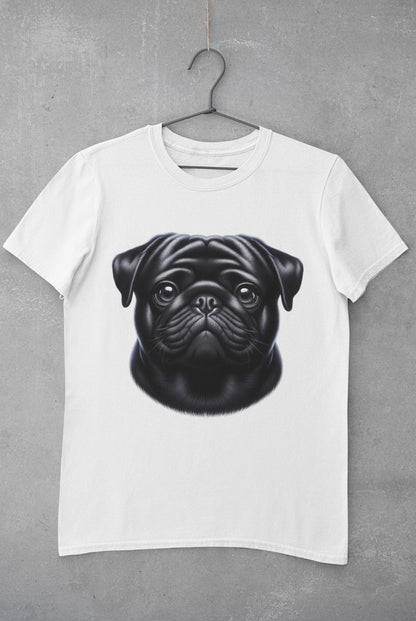 Pug Black Realistic Graphic Tee