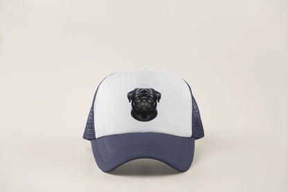 Pug Black Realistic Portrait Trucker Caps