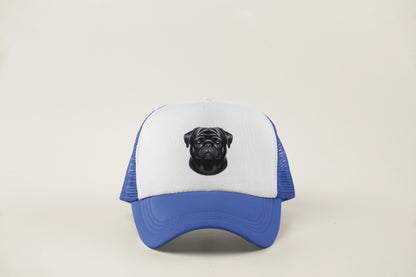 Pug Black Realistic Portrait Trucker Caps