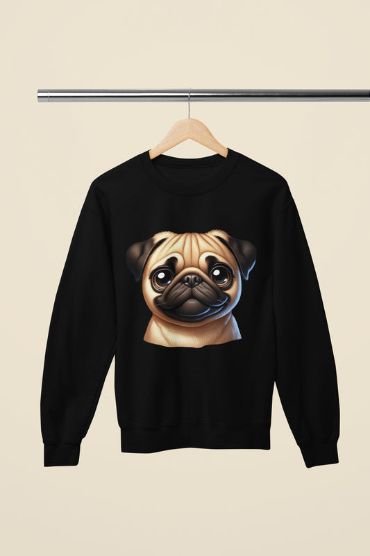 Pug Fawn Cartoon Design Crewneck Sweatshirt