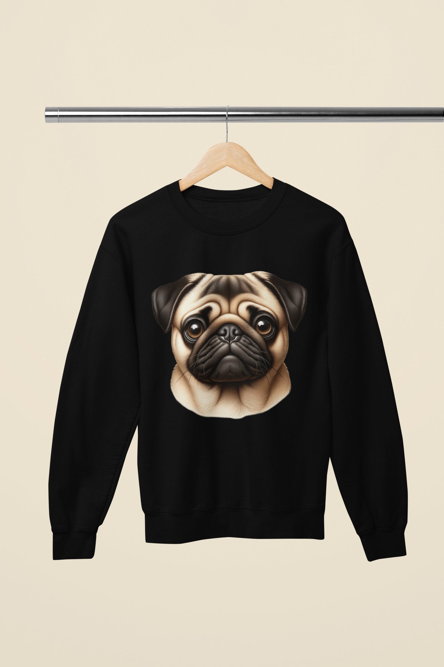 Pug Fawn Realistic Design Crewneck Sweatshirt