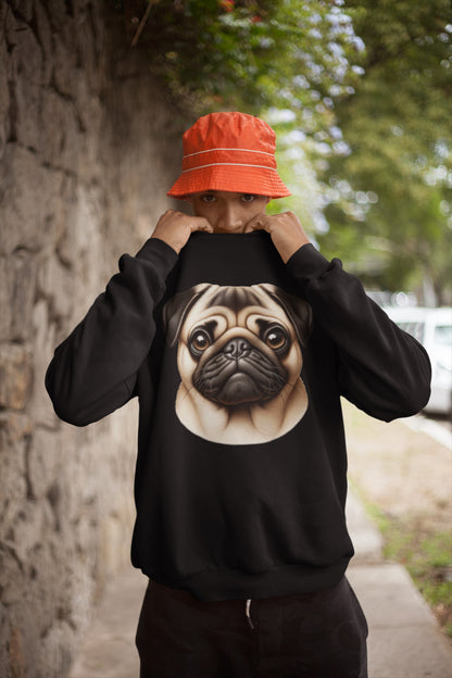 Pug Fawn Realistic Design Crewneck Sweatshirt