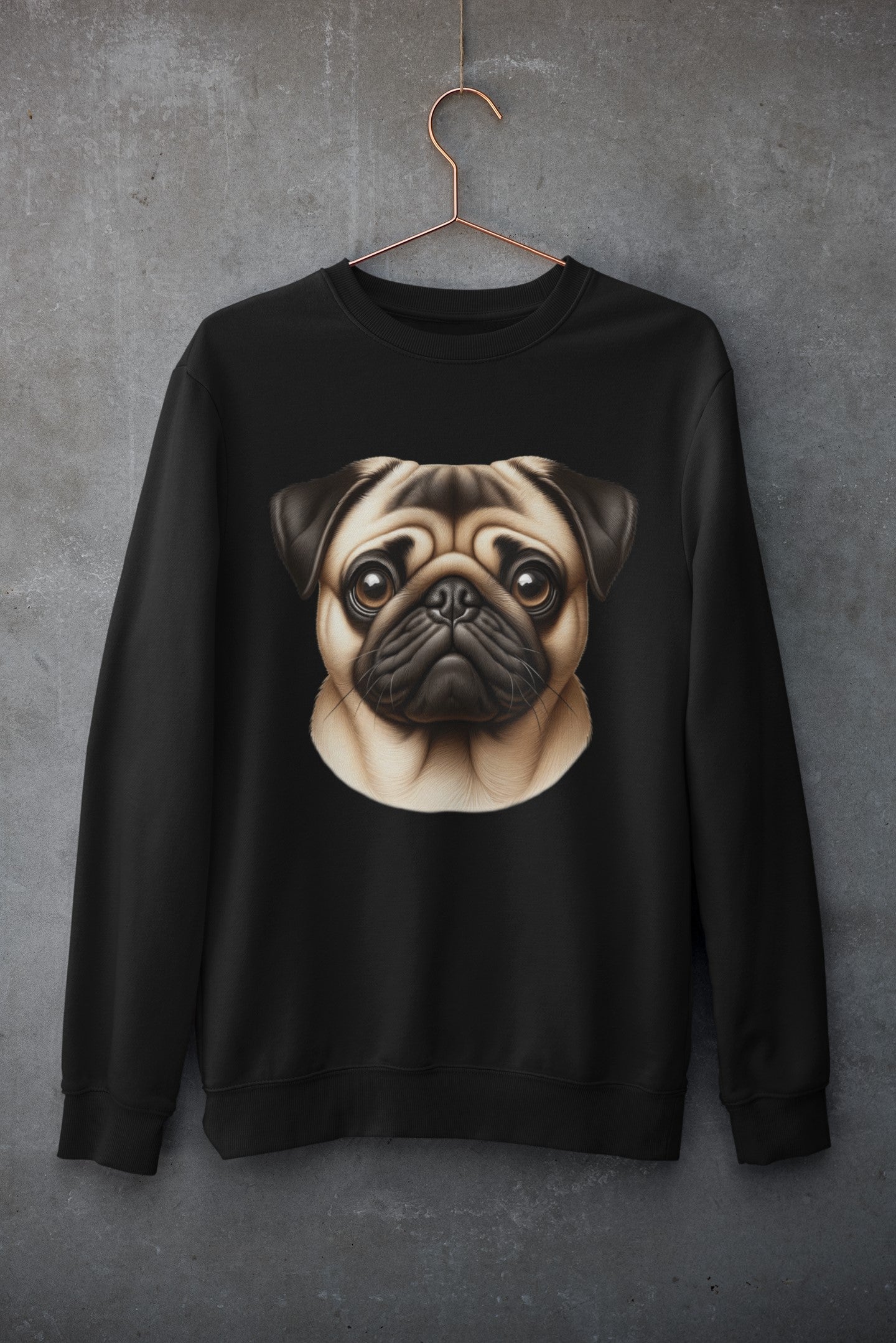 Pug Fawn Realistic Design Crewneck Sweatshirt