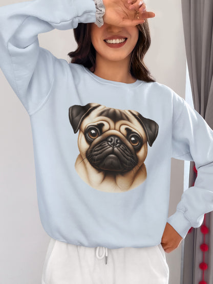 Pug Fawn Realistic Design Crewneck Sweatshirt