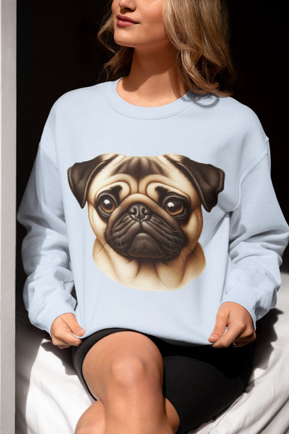 Pug Fawn Realistic Design Crewneck Sweatshirt