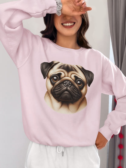 Pug Fawn Realistic Design Crewneck Sweatshirt