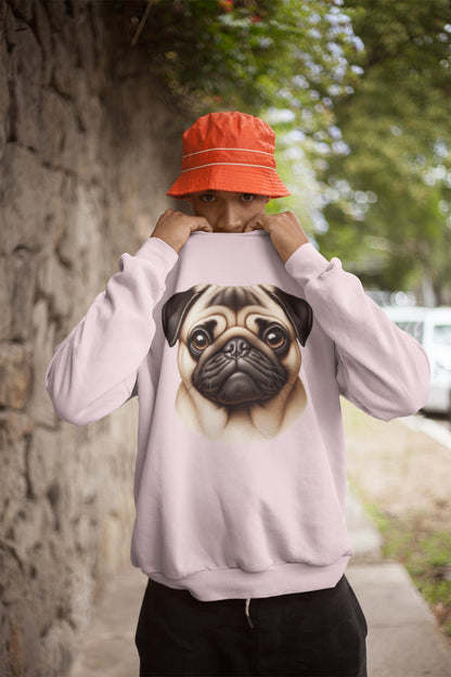 Pug Fawn Realistic Design Crewneck Sweatshirt