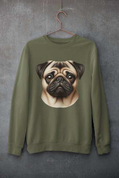 Pug Fawn Realistic Design Crewneck Sweatshirt