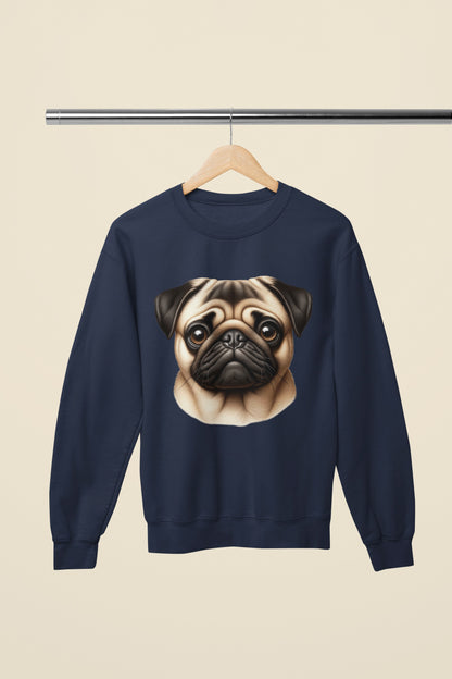 Pug Fawn Realistic Design Crewneck Sweatshirt