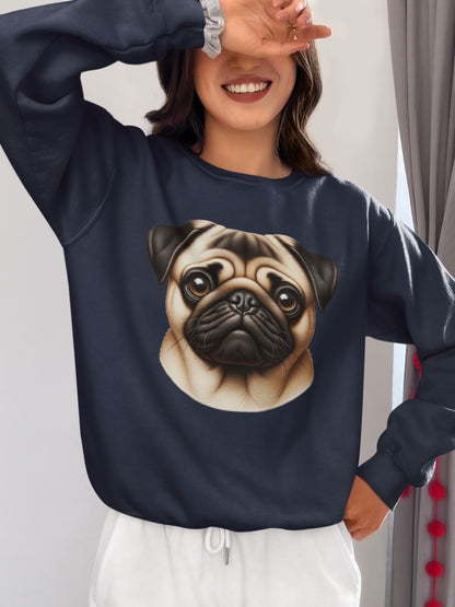 Pug Fawn Realistic Design Crewneck Sweatshirt