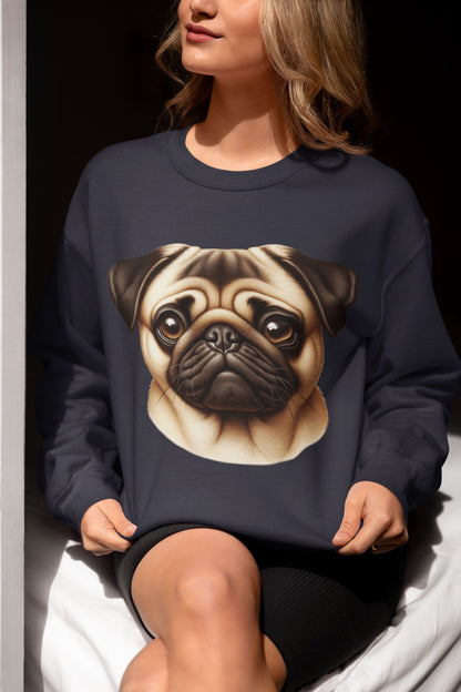 Pug Fawn Realistic Design Crewneck Sweatshirt