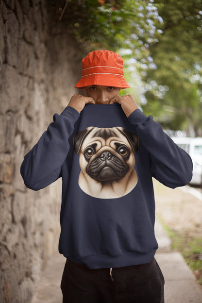 Pug Fawn Realistic Design Crewneck Sweatshirt