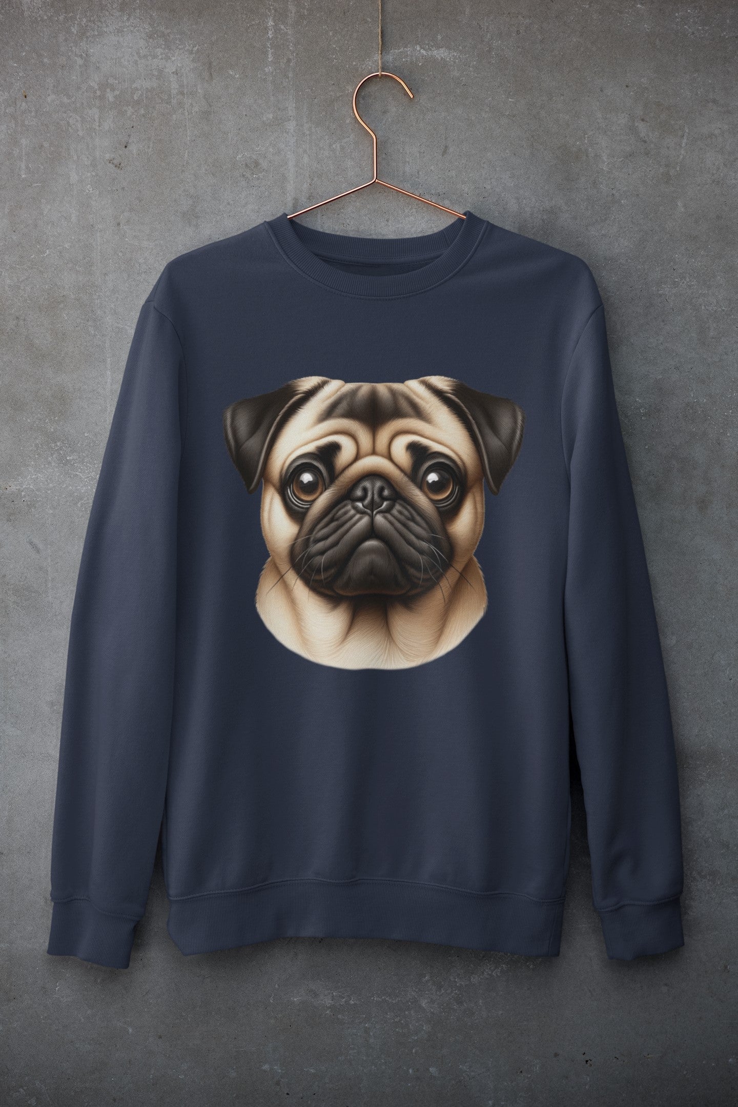 Pug Fawn Realistic Design Crewneck Sweatshirt