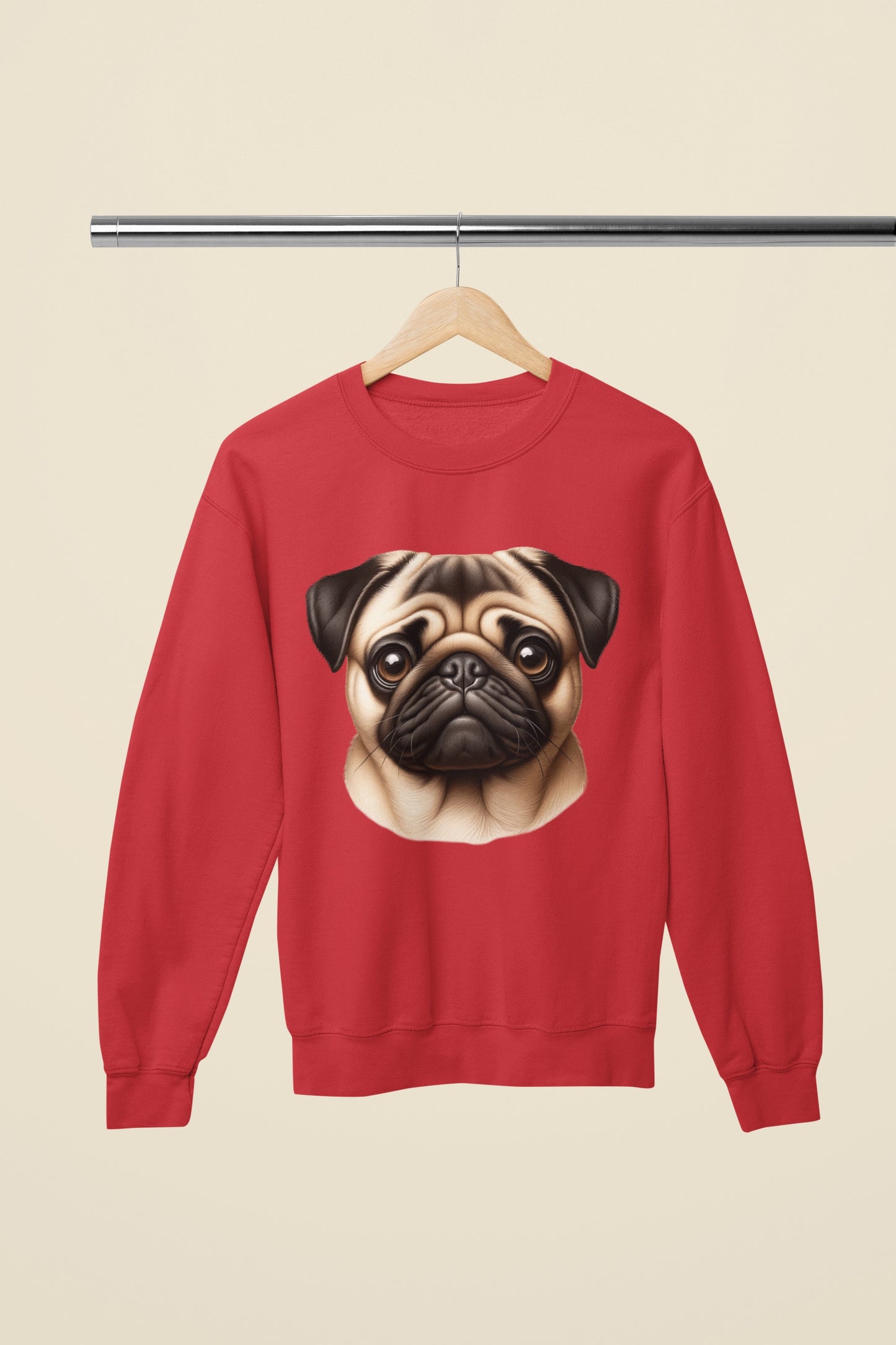 Pug Fawn Realistic Design Crewneck Sweatshirt