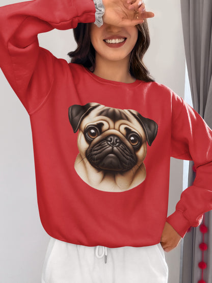 Pug Fawn Realistic Design Crewneck Sweatshirt