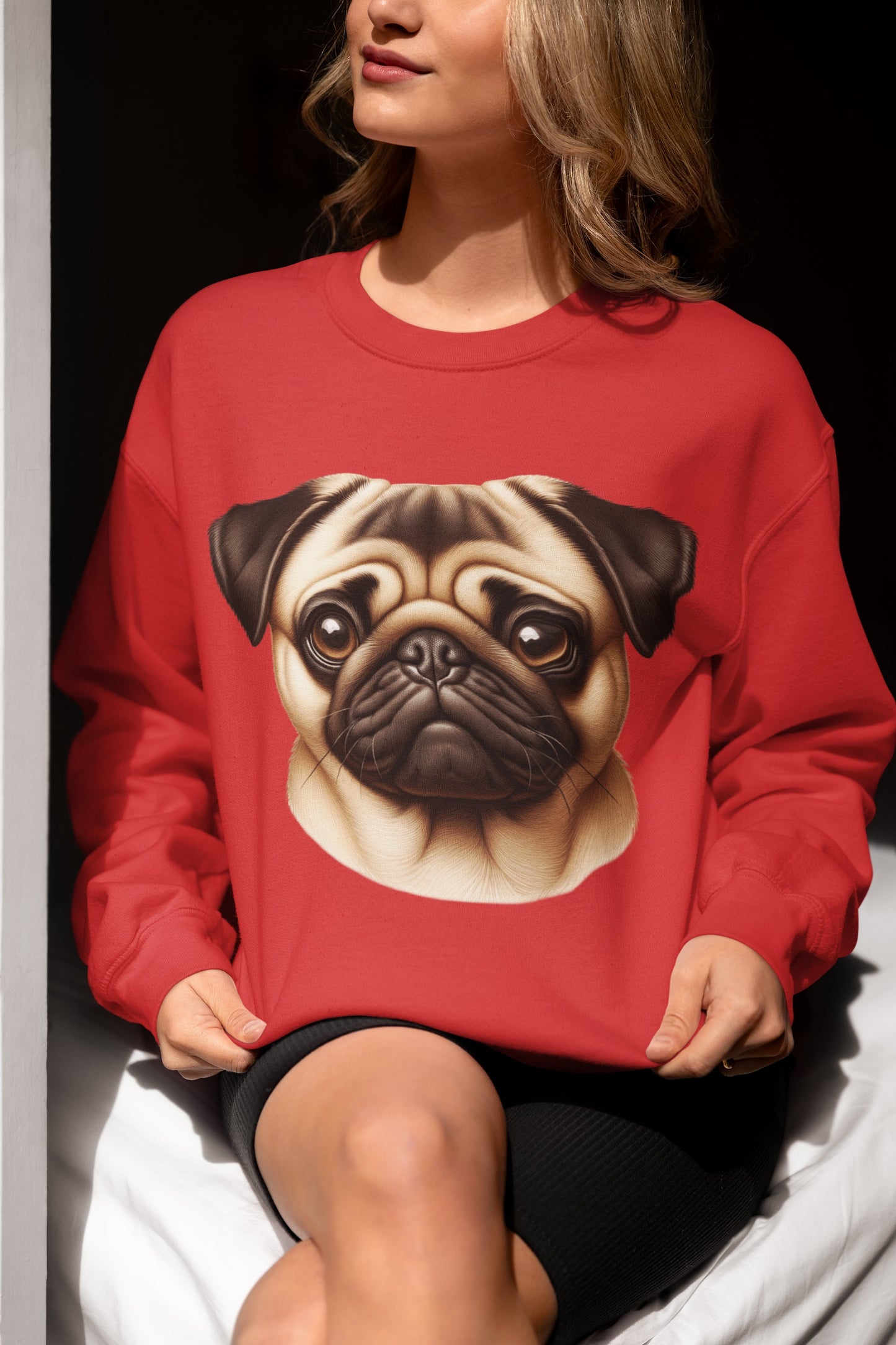 Pug Fawn Realistic Design Crewneck Sweatshirt