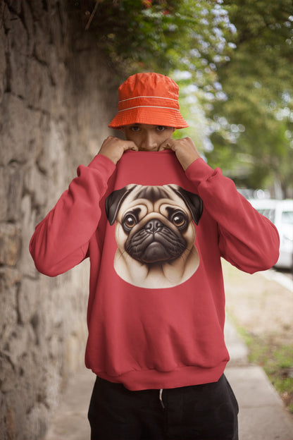 Pug Fawn Realistic Design Crewneck Sweatshirt