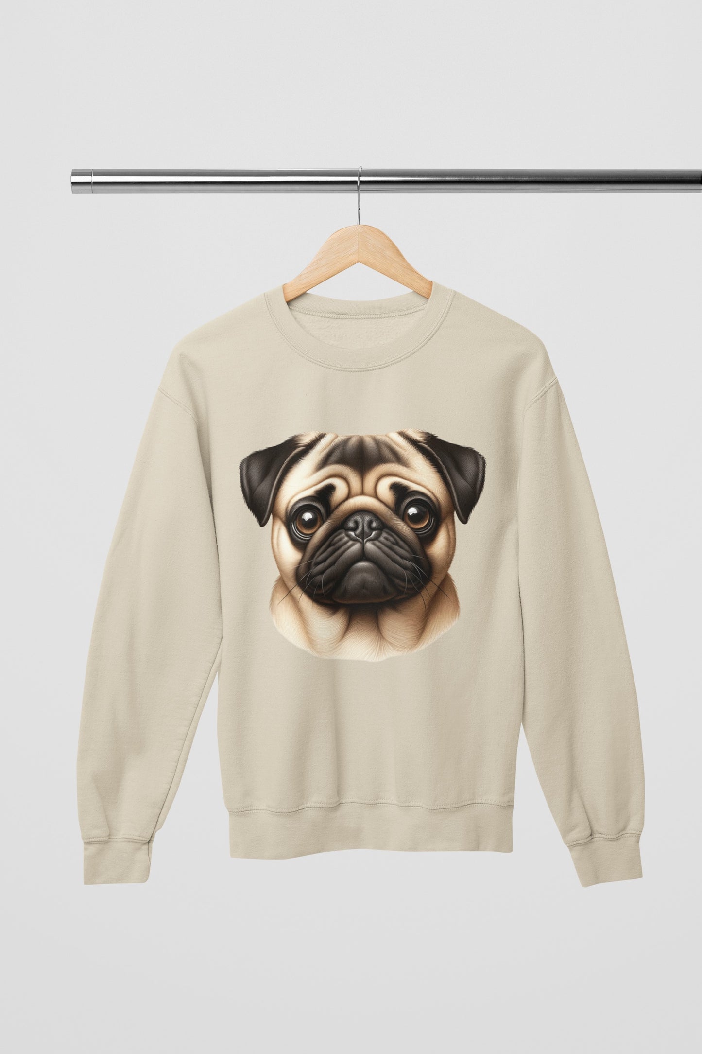 Pug Fawn Realistic Design Crewneck Sweatshirt