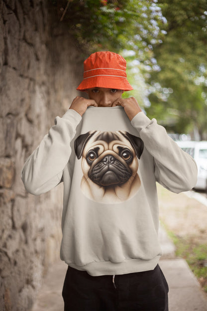 Pug Fawn Realistic Design Crewneck Sweatshirt