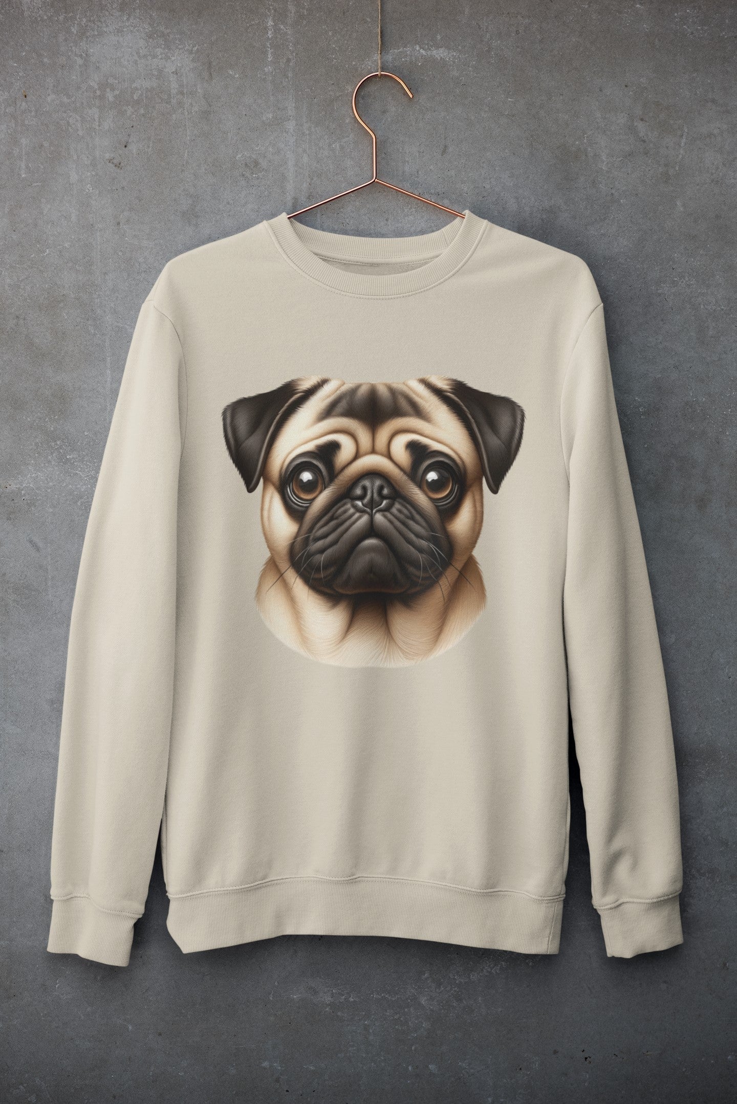 Pug Fawn Realistic Design Crewneck Sweatshirt