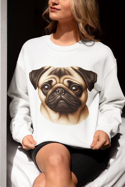 Pug Fawn Realistic Design Crewneck Sweatshirt