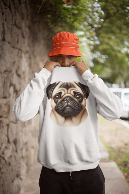 Pug Fawn Realistic Design Crewneck Sweatshirt