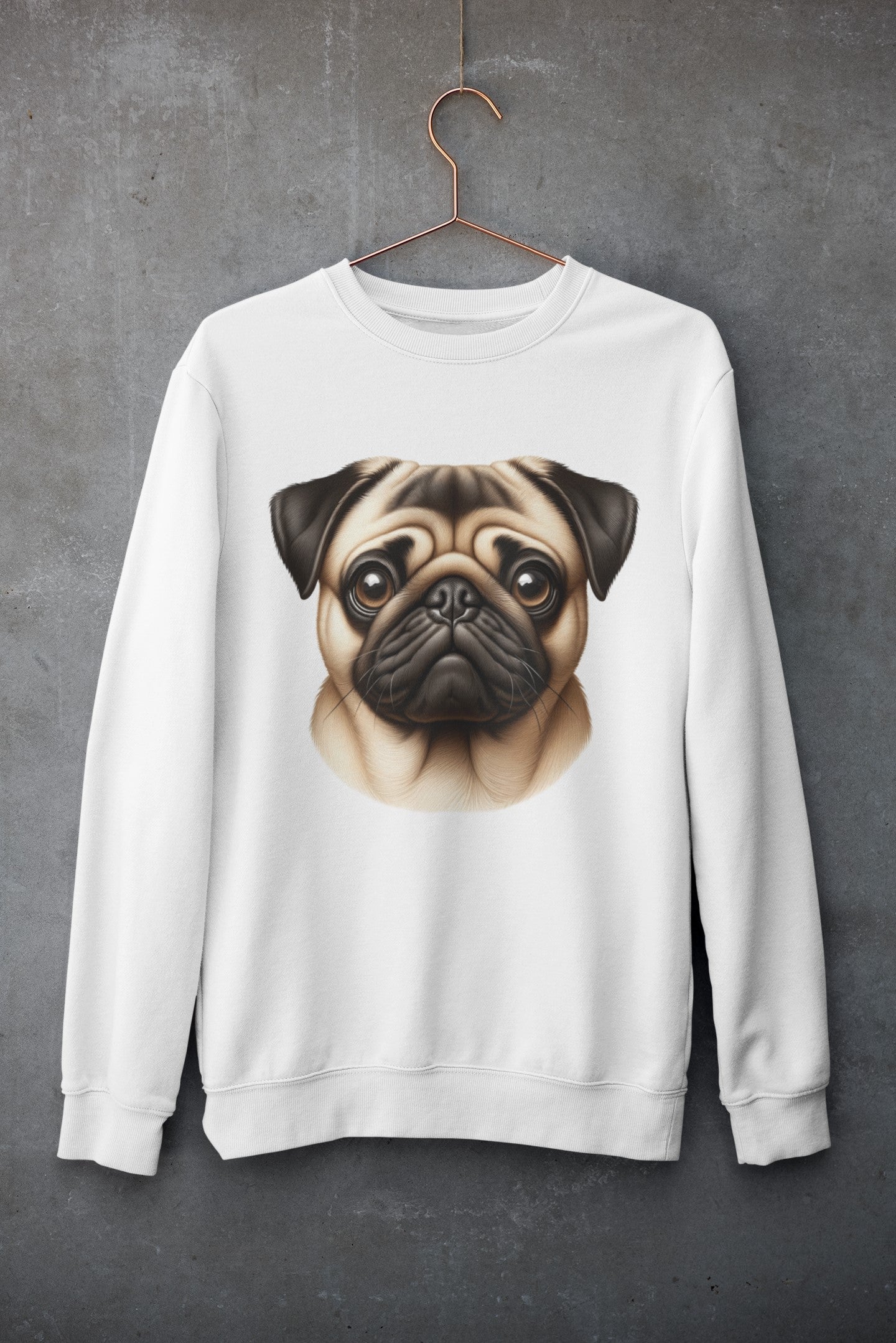 Pug Fawn Realistic Design Crewneck Sweatshirt