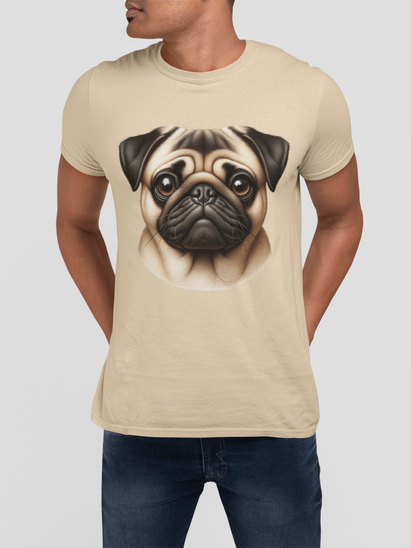 Pug Fawn Realistic Graphic Tee