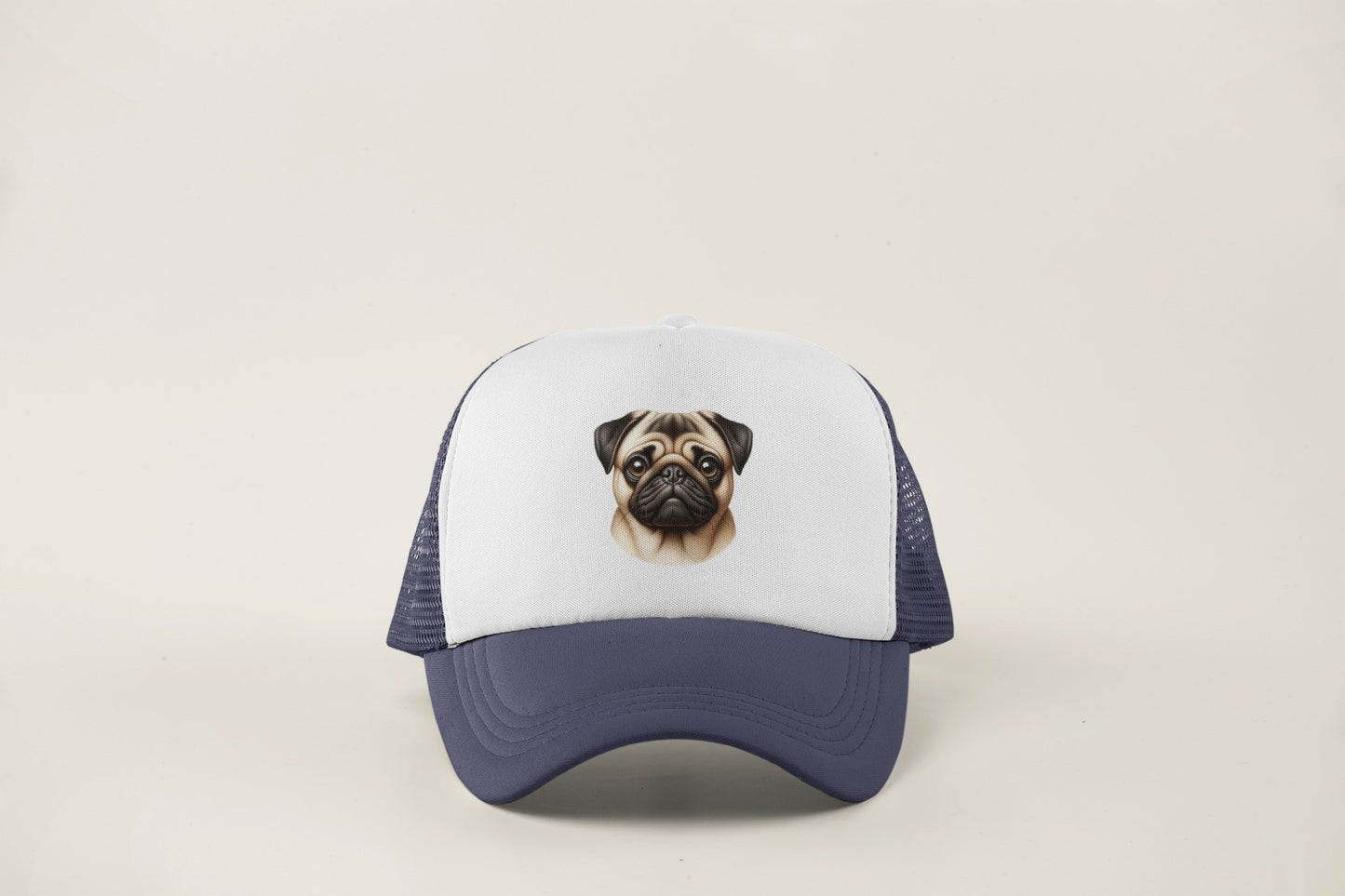 Pug Fawn Realistic Portrait Trucker Caps