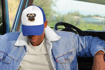 Pug Fawn Realistic Portrait Trucker Caps