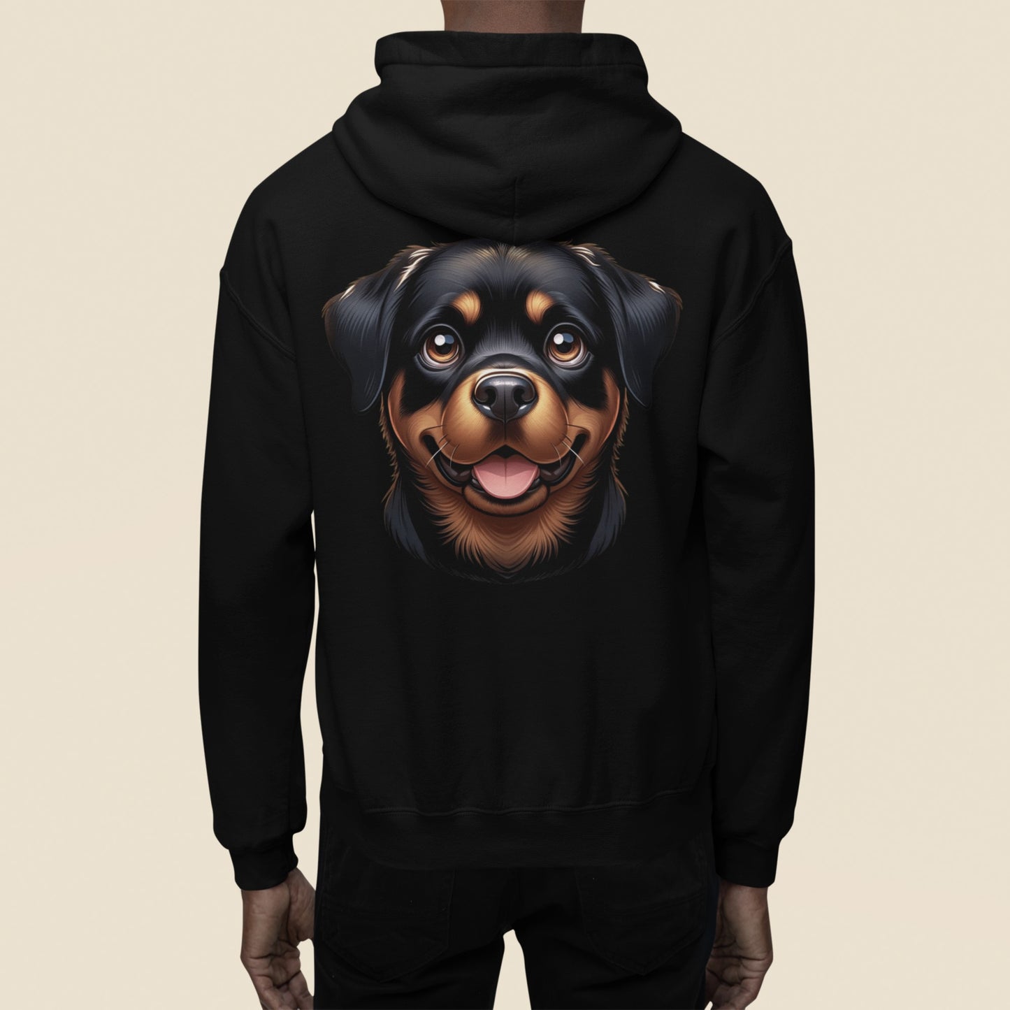 Rottweiler Cartoon Back Print Hoodie