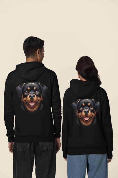 Rottweiler Cartoon Back Print Hoodie