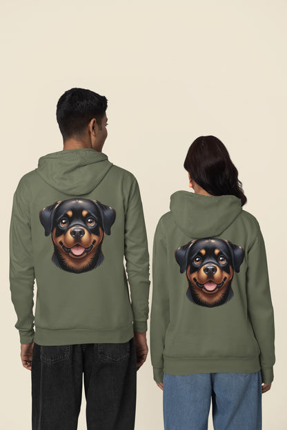 Rottweiler Cartoon Back Print Hoodie