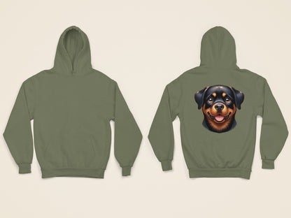 Rottweiler Cartoon Back Print Hoodie