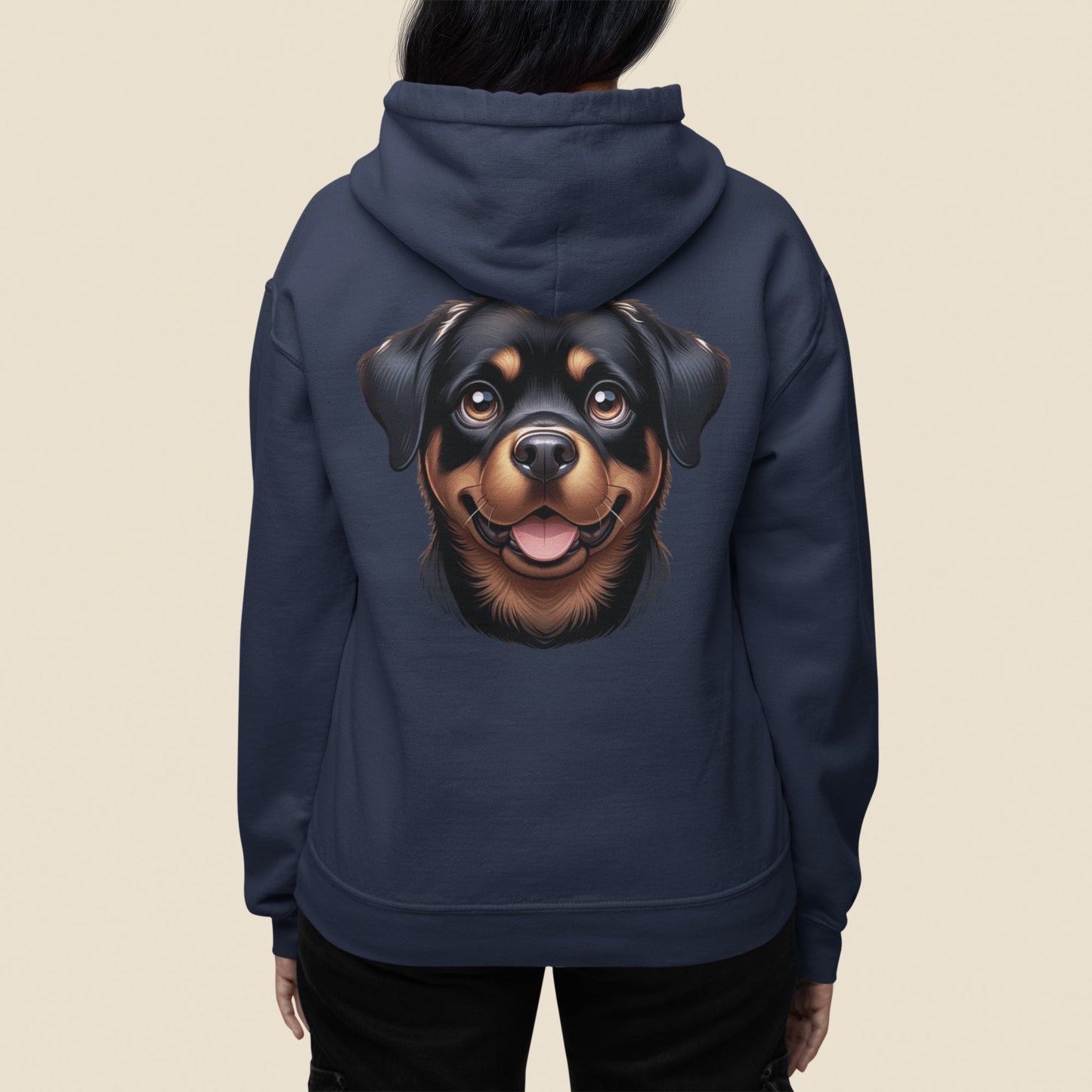 Rottweiler Cartoon Back Print Hoodie