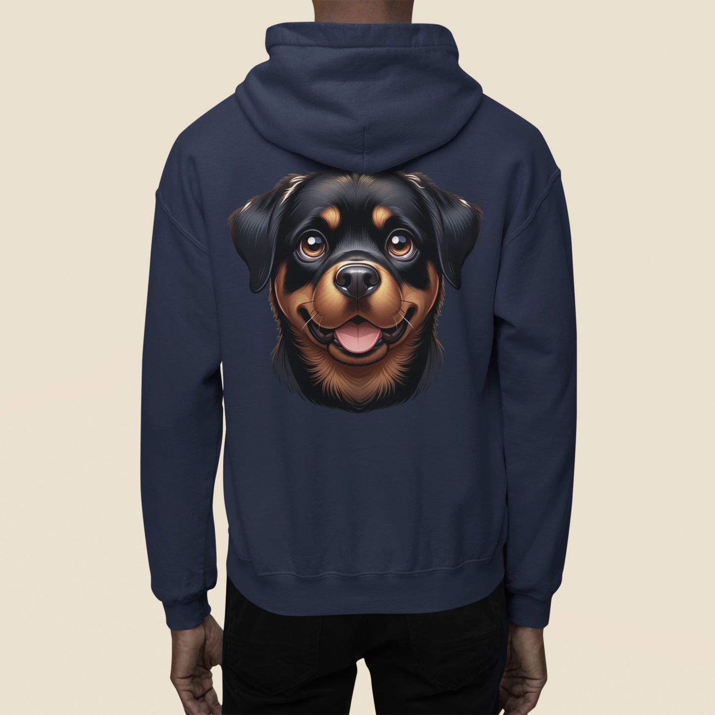 Rottweiler Cartoon Back Print Hoodie