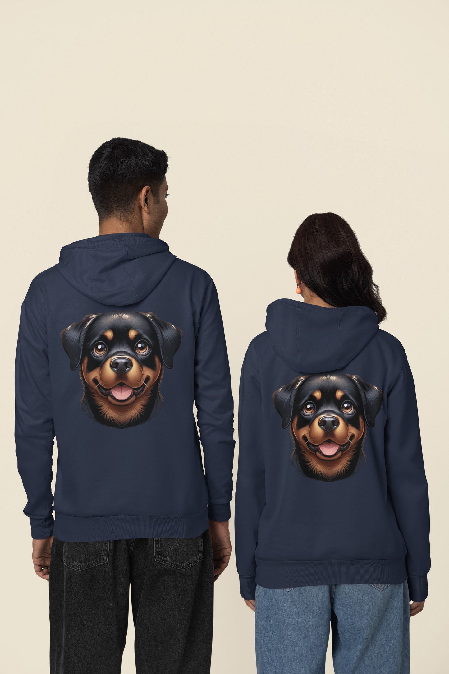 Rottweiler Cartoon Back Print Hoodie