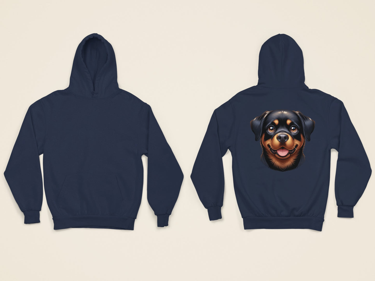 Rottweiler Cartoon Back Print Hoodie