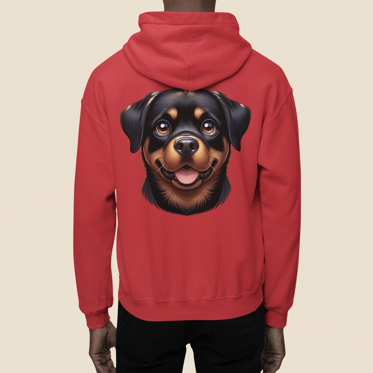 Rottweiler Cartoon Back Print Hoodie