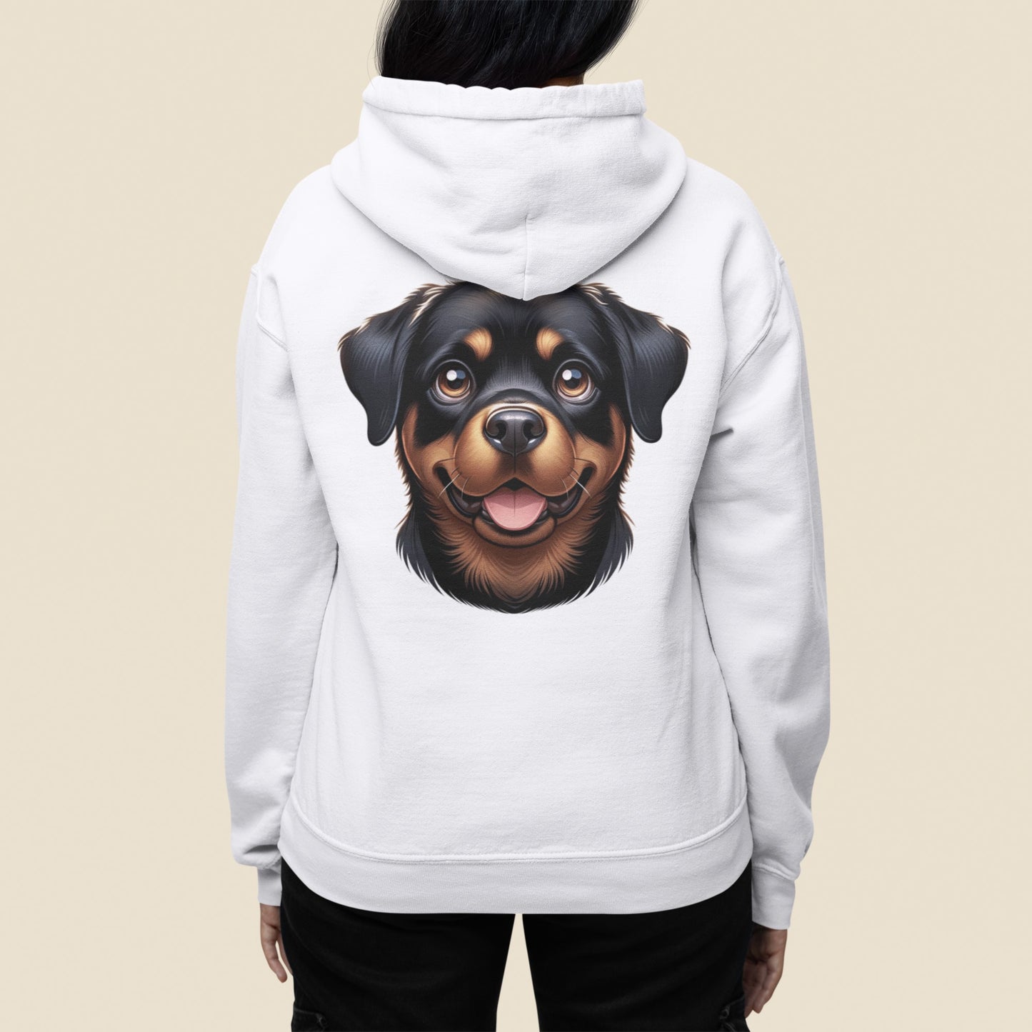 Rottweiler Cartoon Back Print Hoodie