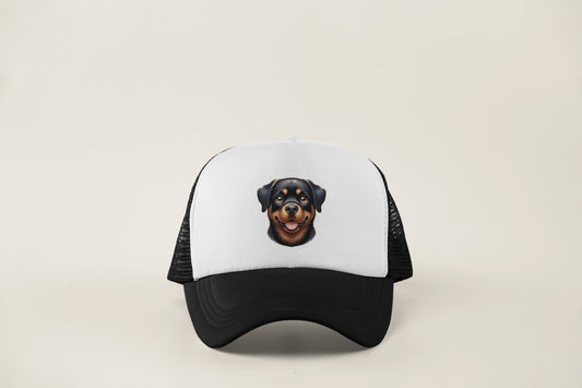 Rottweiler Cartoon Portrait Trucker Caps