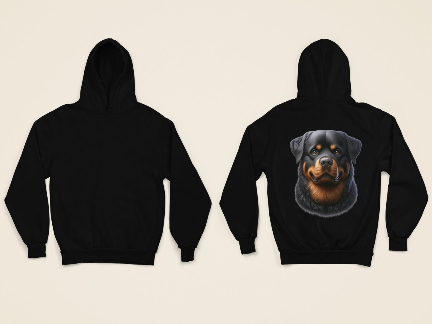 Rottweiler Realistic Back Print Hoodie