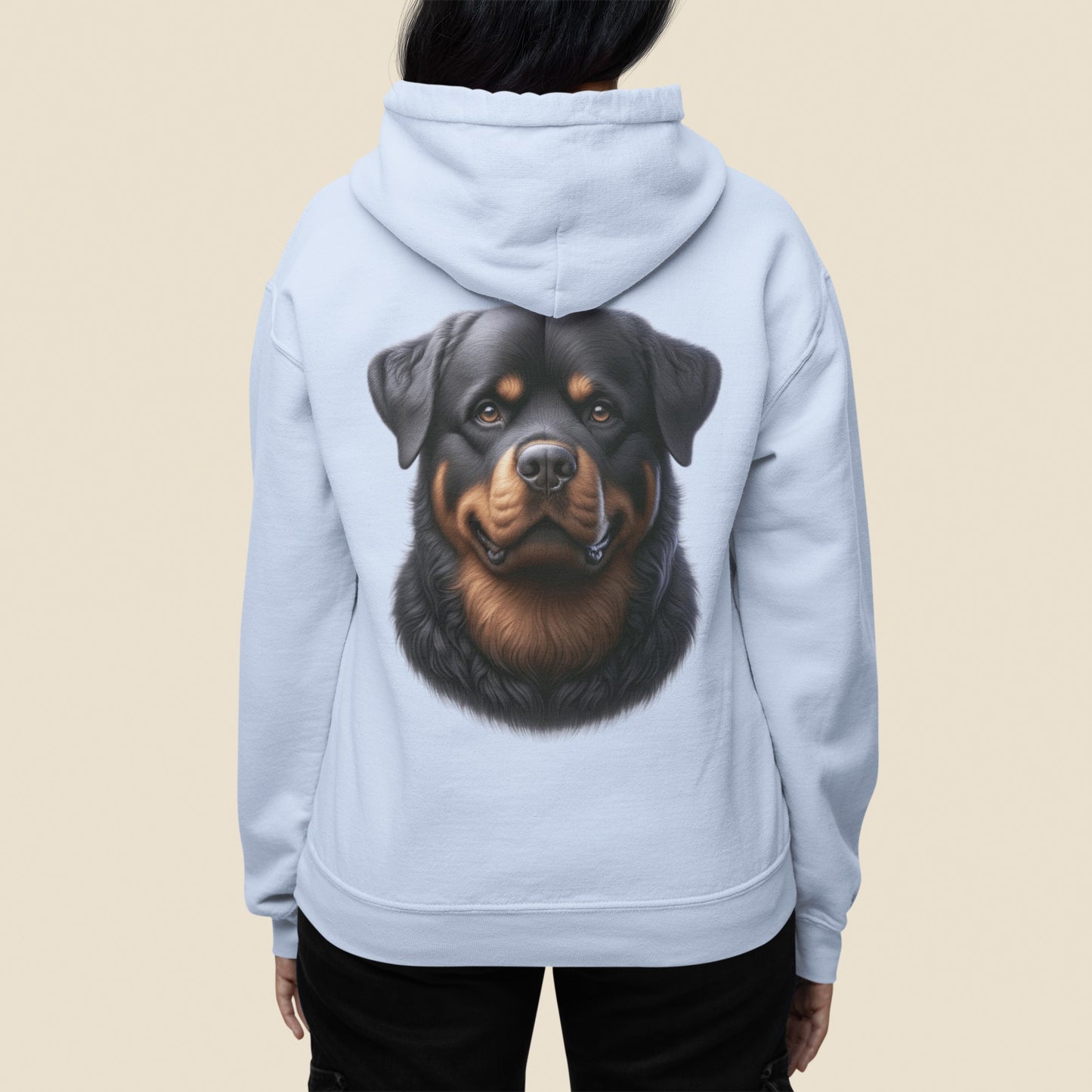 Rottweiler Realistic Back Print Hoodie